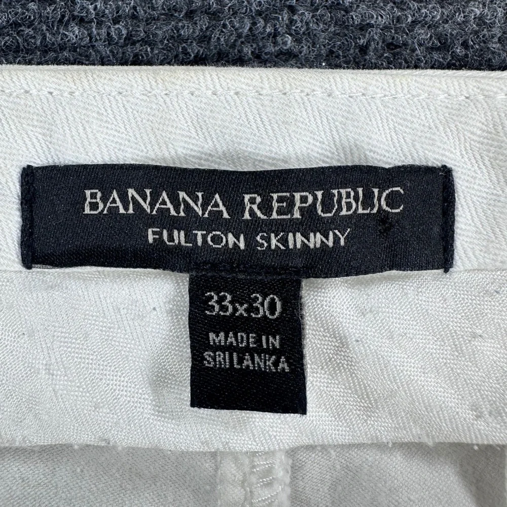 Banana Republic Fulton Skinny Pants Mens 33x30 White Chino Trousers Stretch